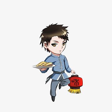 手托肉夹馍的店小二