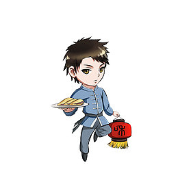 手托肉夹馍的店小二