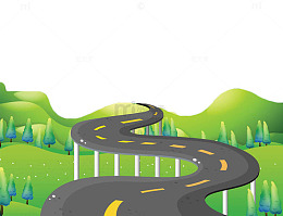 手绘矢量盘山公路
