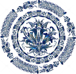 蓝色鎏金效果圆形背景图案