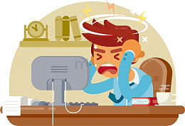 卡通男士加班形象