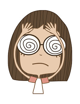 卡通人物小女孩头晕元素