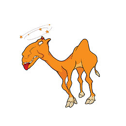卡通晕眩的骆驼PNG