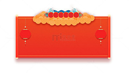 红色背景春节空白公告板免抠