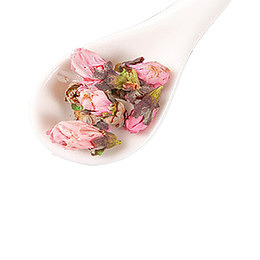 产品实物白瓷勺桃花茶