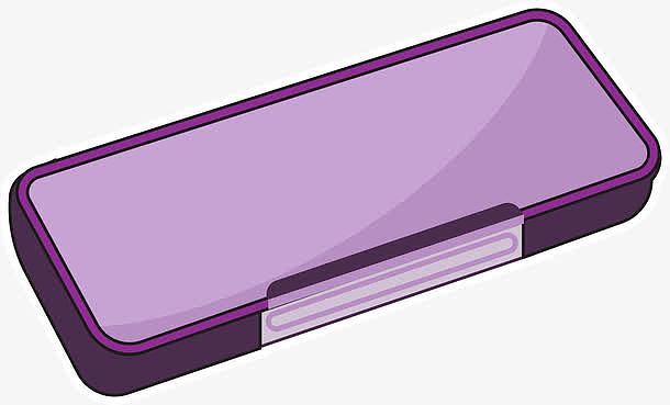 紫色长方体矢量卡通文具盒