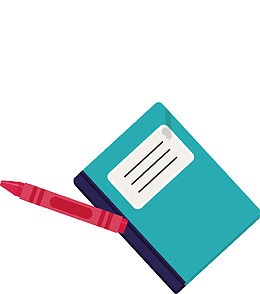 卡通学习用具练习本矢量素材
