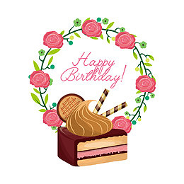矢量生日蛋糕花环背景