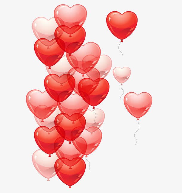 红色心形气球情人节元素