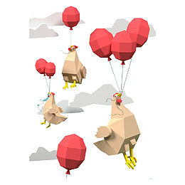 三维立体红色气球