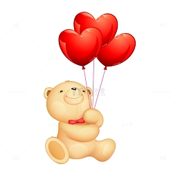 矢量拿红色气球小熊