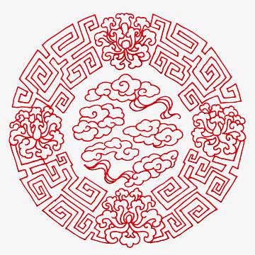 古典圆形祥云线条底纹免抠素材