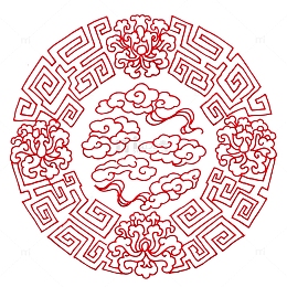 古典圆形祥云线条底纹免抠素材
