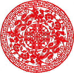 圆形矢量囍字素材图