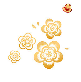 红色花朵微立体花纹免抠元素