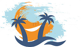 矢量手绘彩色椰子树涂鸦