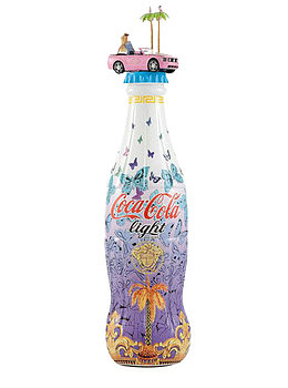 紫色创意卡通汽车小人可口可乐瓶