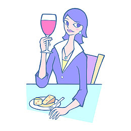 喝红酒吃奶酪的美女