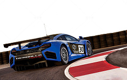 酷炫蓝色跑车转弯瞬间