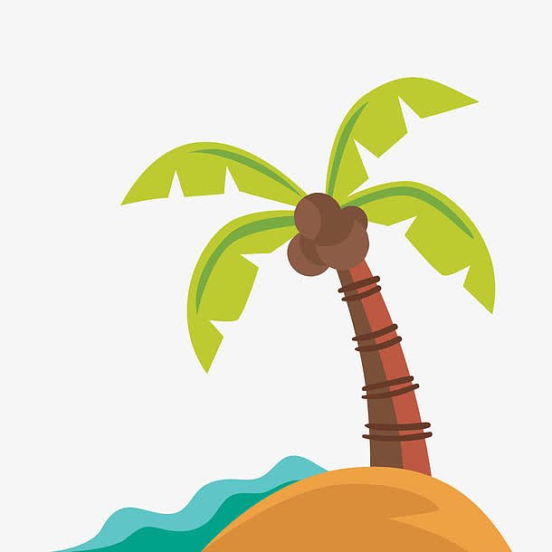 夏季沙滩上的椰子树矢量图