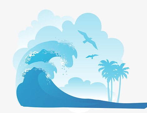 矢量卡通简洁扁平化海浪
