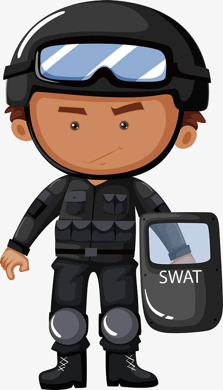 卡通警察武警人物