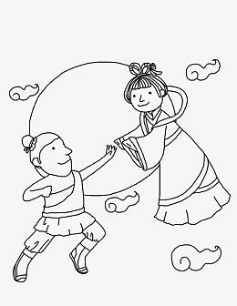 手绘嫦娥后羿简笔画