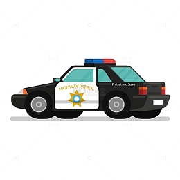 卡通黑色后侧面交警车