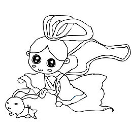 卡通嫦娥奔月简笔画