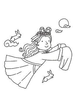 手绘嫦娥奔月简笔画