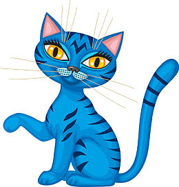 伸手的驯服蓝色猫咪