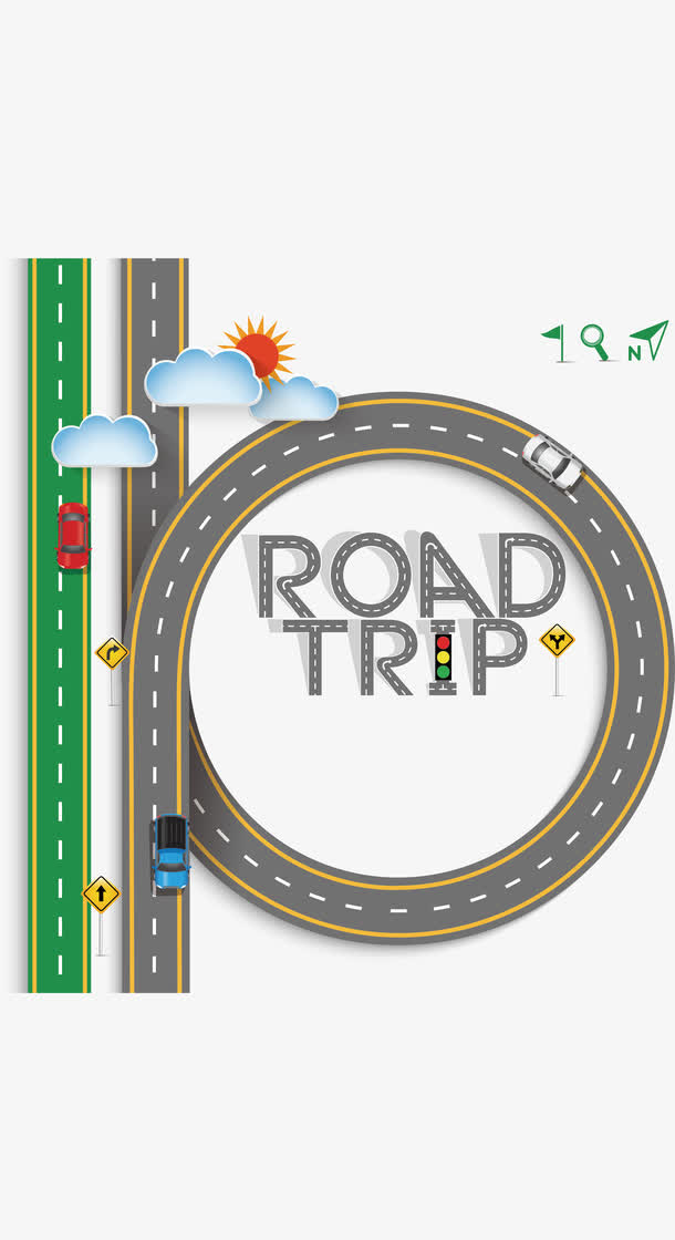 圆形公路创意公路插画矢量素材素材免费下载_觅元素