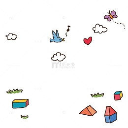 卡通小鸟白云矢量图