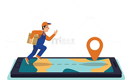 奋力奔跑的快递员