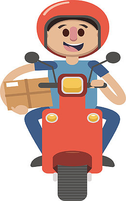 正面驶来的快递员