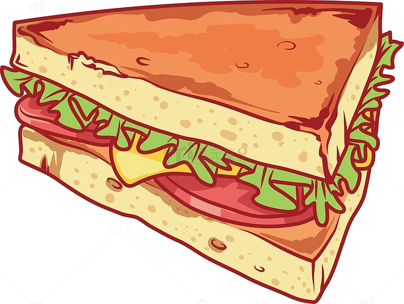 9款手绘快餐美食三明治设计素材