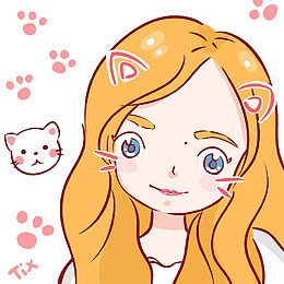 女孩脸上的猫咪胡子
