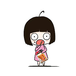 卡通漫画女孩吃辣条惊呆免抠