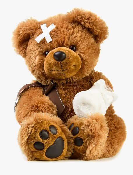 受伤后仍然微笑的玩偶