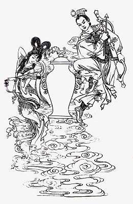 嫦娥后羿线描效果