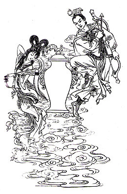 嫦娥后羿线描效果