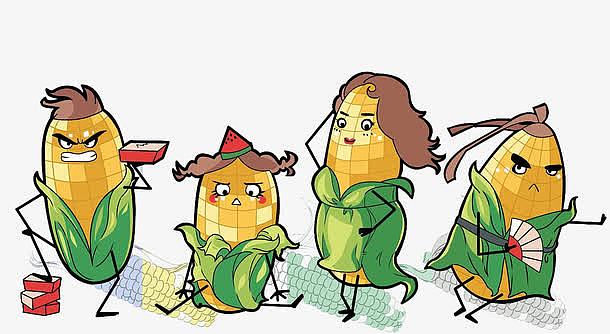 卡通手绘玉米家族