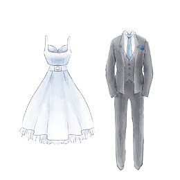 手绘婚礼套装礼服