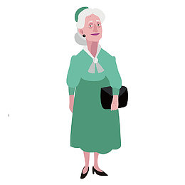 矢量卡通长裙老太太