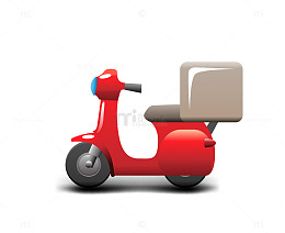 卡通交通工具运送快递送餐红色小