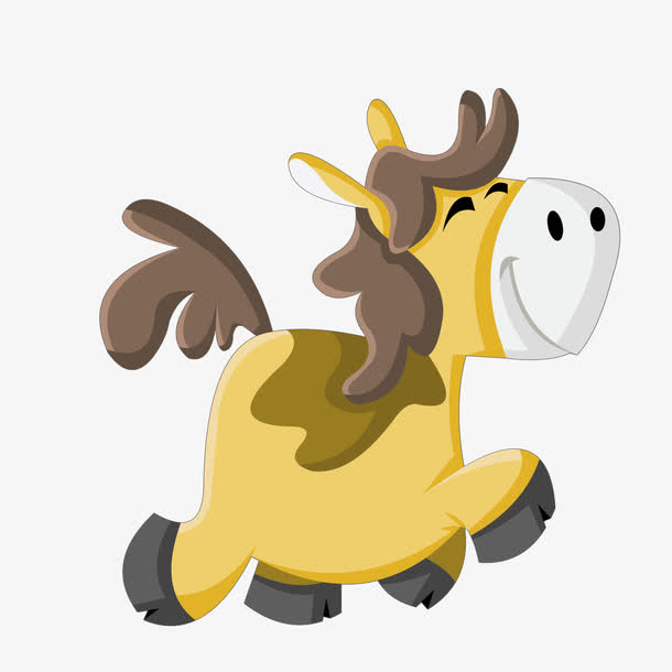 矢量开心黄色奔跑小马