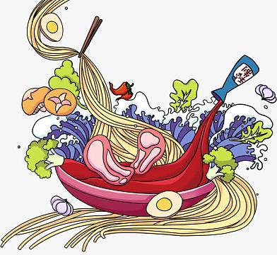 卡通手绘鸡蛋面装饰美食素材