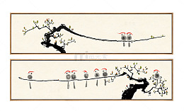 小鸟与树枝挂画