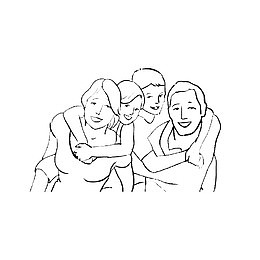 黑色线条全家福简笔画