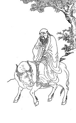 中国风老子骑青牛线描